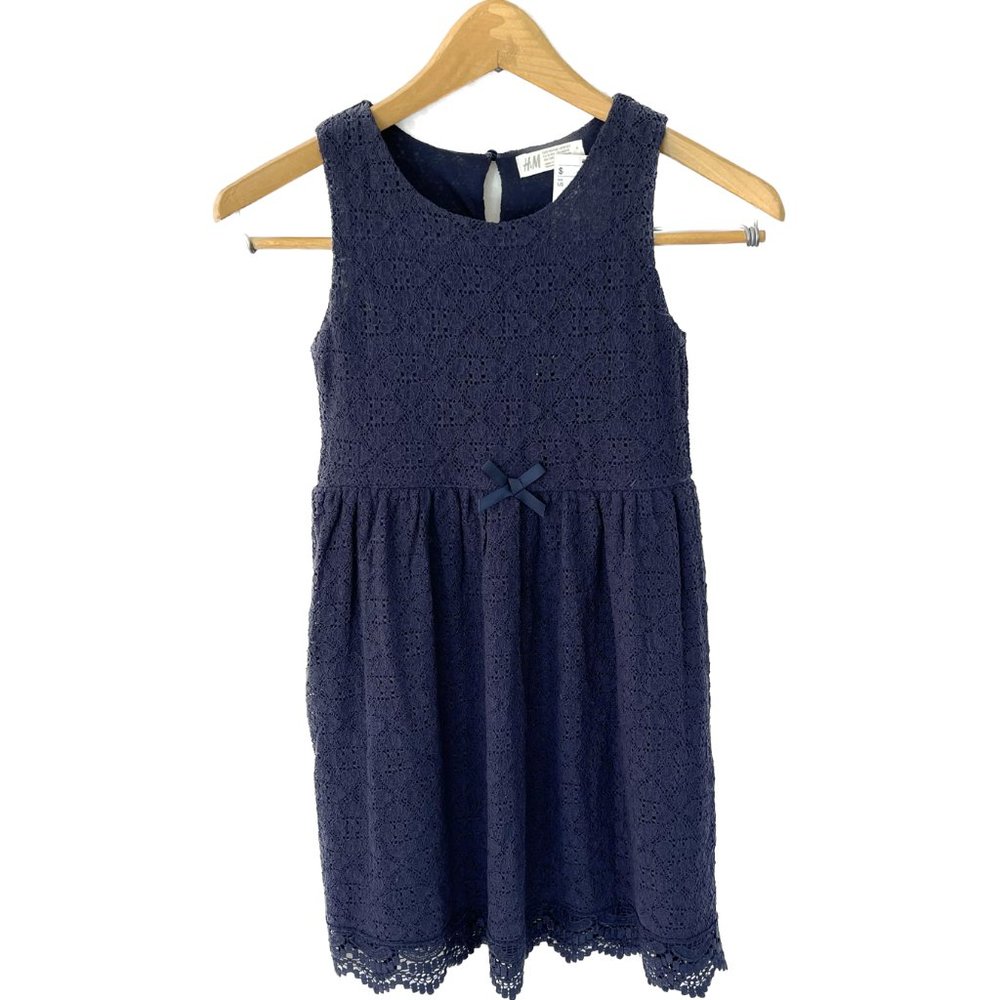 SALE 💜 H&M Navy Blue Lace Dress 8-10 Girls Sleeveless Aline NEW WITH TAGS NWT